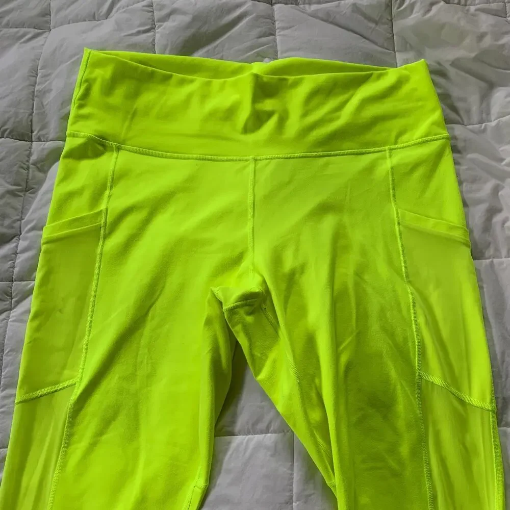Fabletics neon yellow Power Hold On The Go High Waisted Capri leggings 2X 2XL - Picture 7 of 15
